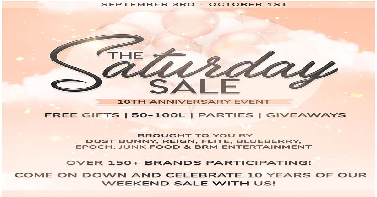 Time To Celebrate The Saturday Sale 10th Anniversary Event!