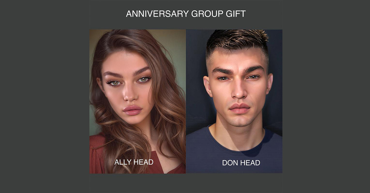 Akeruka Anniversary Group Gifts Ally & Don Heads