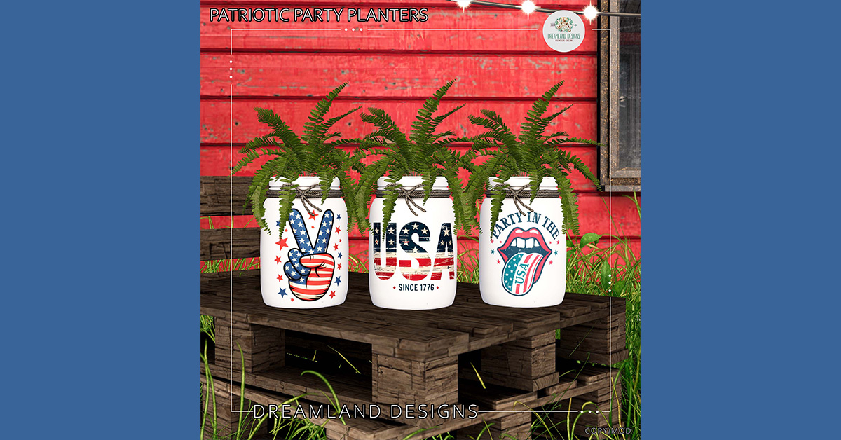 Free Gift Patriotic Party Planters at Dreamland Designs