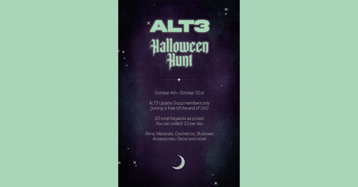 Alt3 Halloween Hunt – 20 Fatpacks for Group Members!