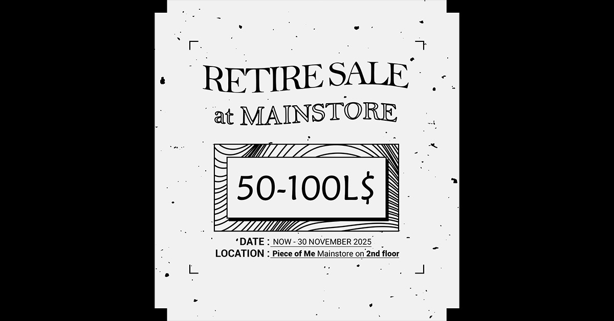 Retirement Sale at Piece Of Me 50L – 100L!
