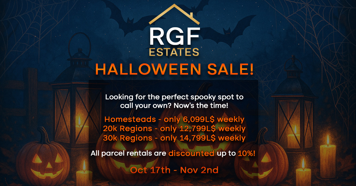 RGF Estates Halloween Sale on All New Parcel & Region Rentals!