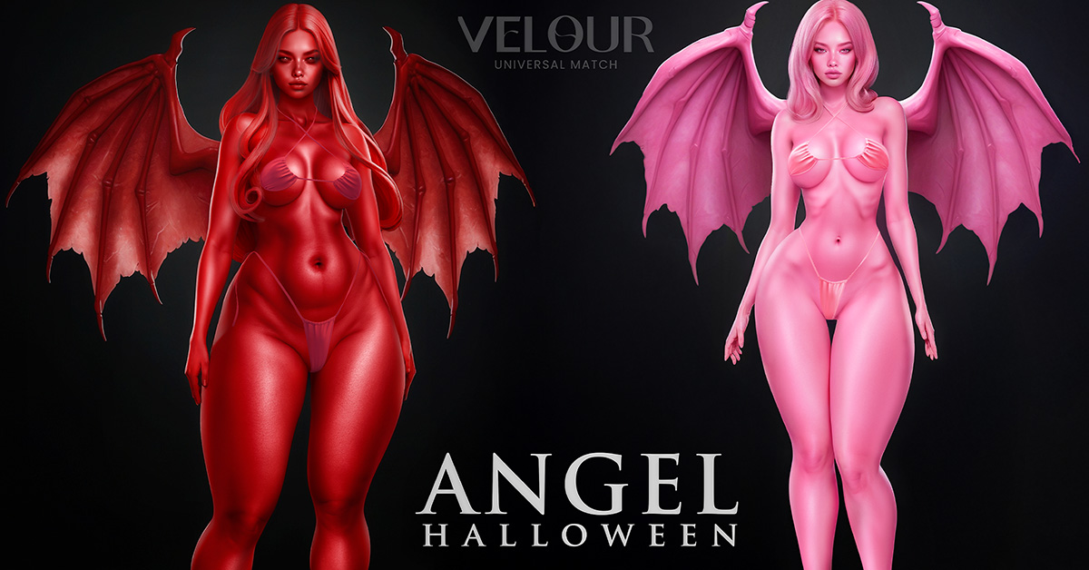 New at Velour – Angel Halloween Body Skins!