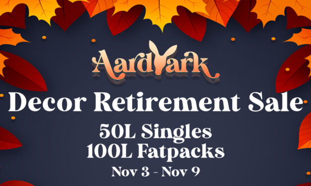 Aardvark Decor Retirement Sale – Singles 50L & Fatpacks 100L