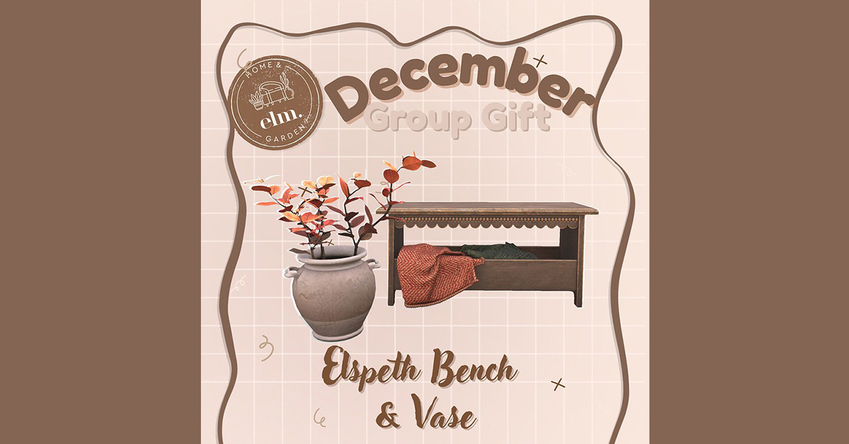 December Group Gift Elspeth Bench & Vase at Elm.