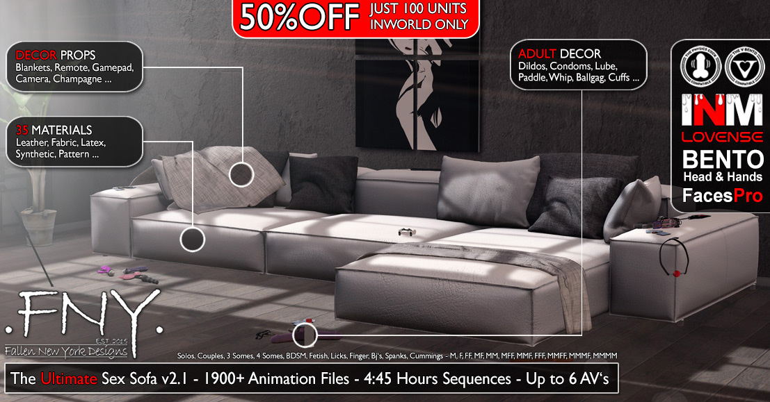Limited Sale 50% Off on The Ultimate Sex Sofa at FNY Designs