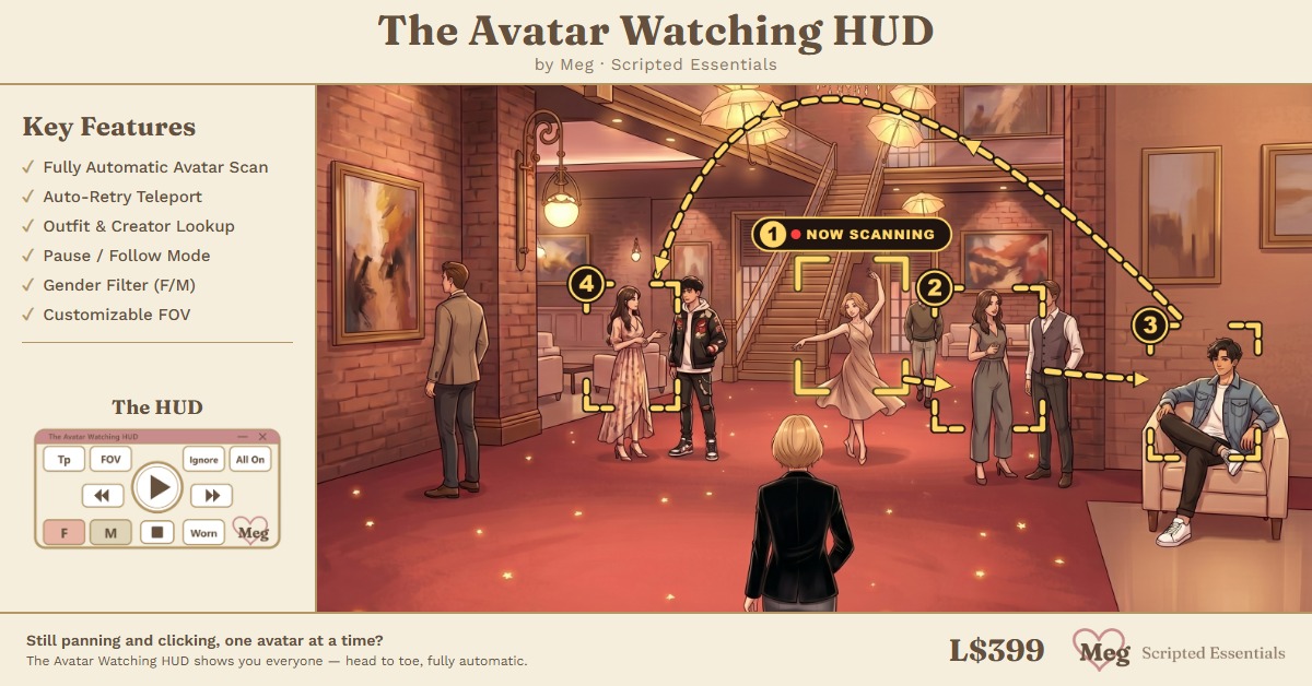New! The Avatar Watching HUD by Meg – Scripted Essentials