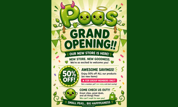 Grand Opening – 50% Off Sale for Group Members at Peas