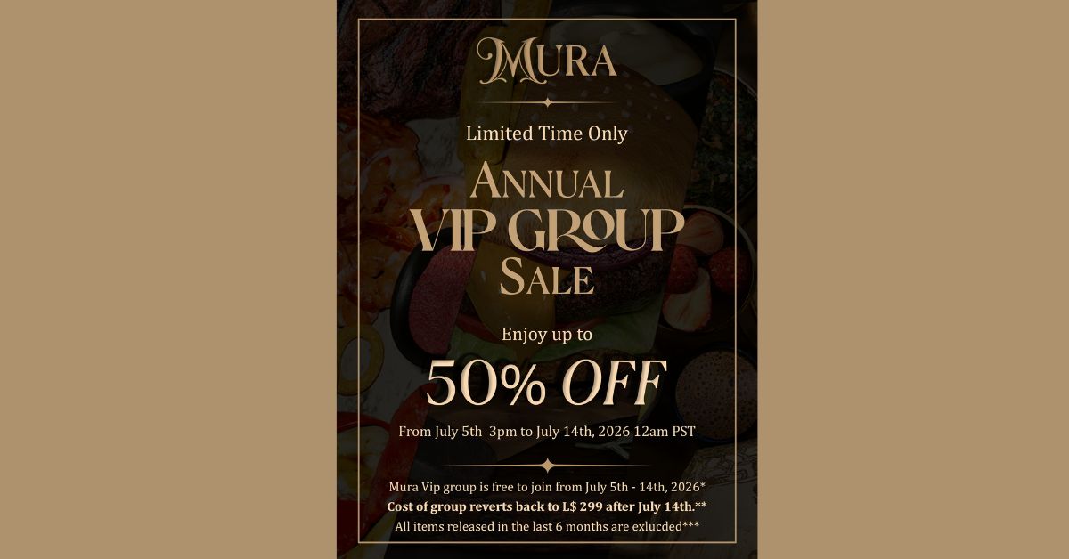 Mura VIP Group Annual Sale 50% Off Storewide!