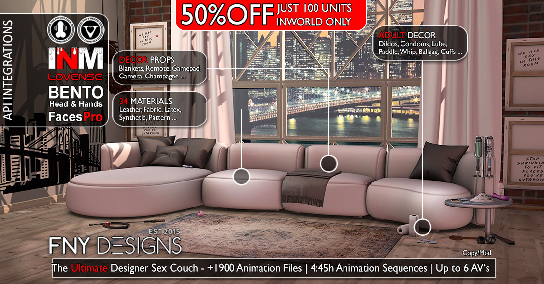 Limited Sale 50% Off The Ultimate Designer Sex Couch at FNY Designs